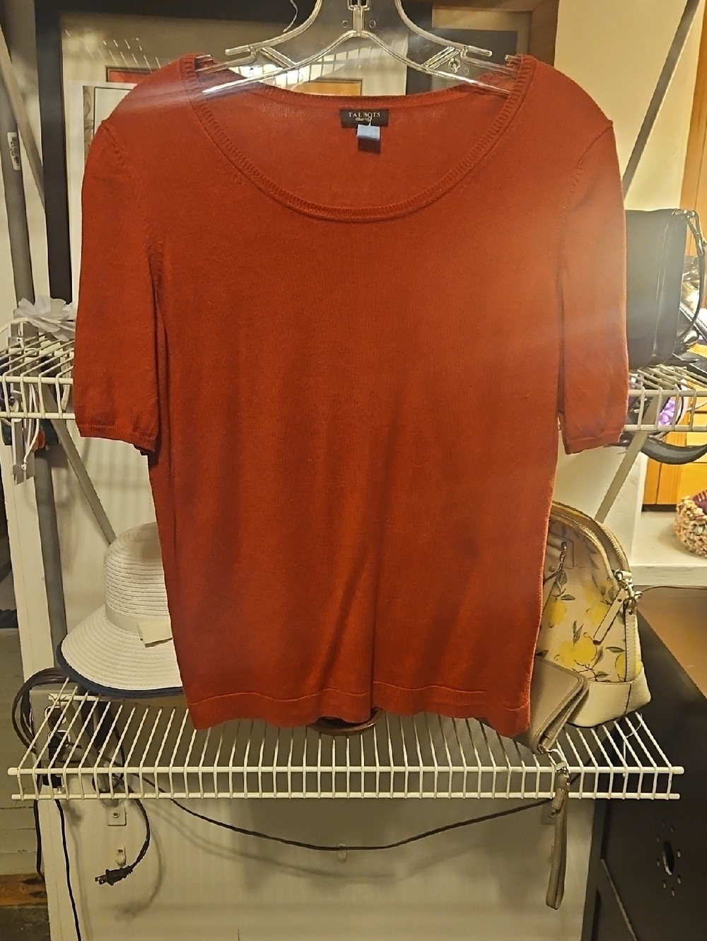 Talbots Scoop Neck Short Sleeve Top - Rusty Red